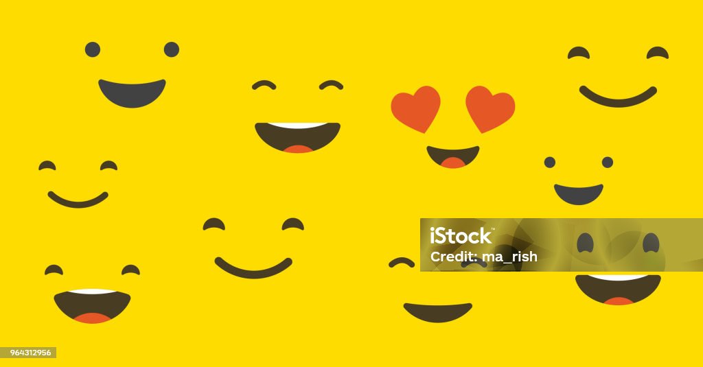 Happy customer, satisfaction clients, concept design Happy customer, satisfaction clients, concept banner design with emojis Anthropomorphic Smiley Face stock vector