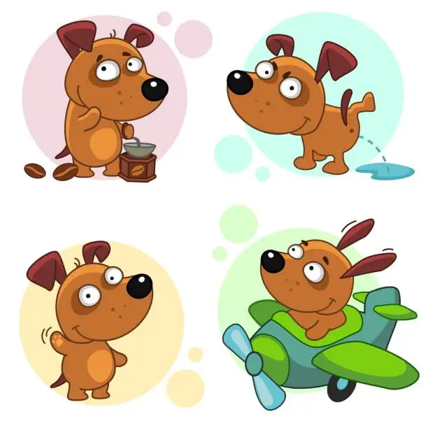 Vector illustration of Icons with dogs part 2
