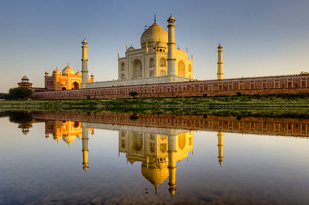 The Taj Mahal is an ivory-white marble mausoleum on the of the Yamuna river in the Indian city of Agra.