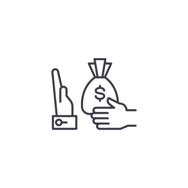 ilustrações de stock, clip art, desenhos animados e ícones de refusal of a bribe linear icon concept. refusal of a bribe line vector sign, symbol, illustration. - corrupção