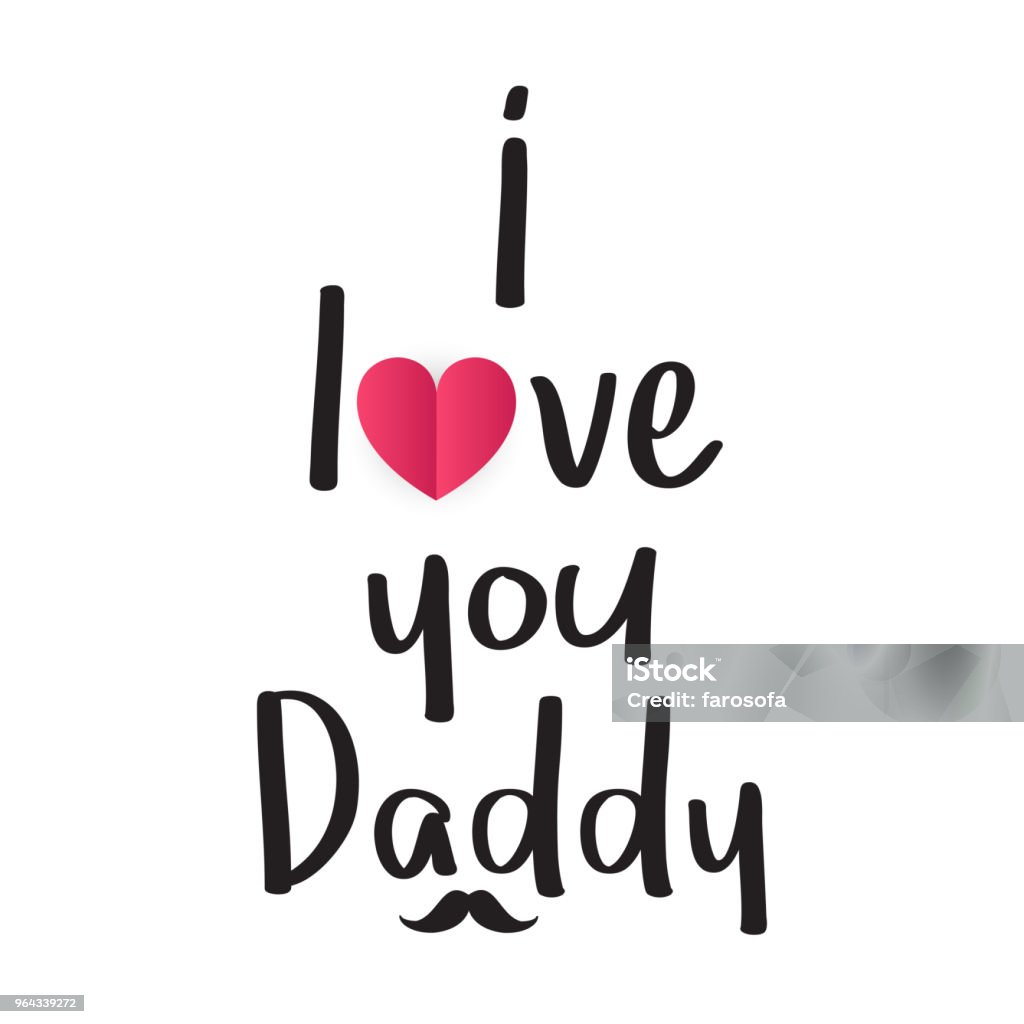 I Love You Daddy With Cute Heart Fathers Day Card Vector ...