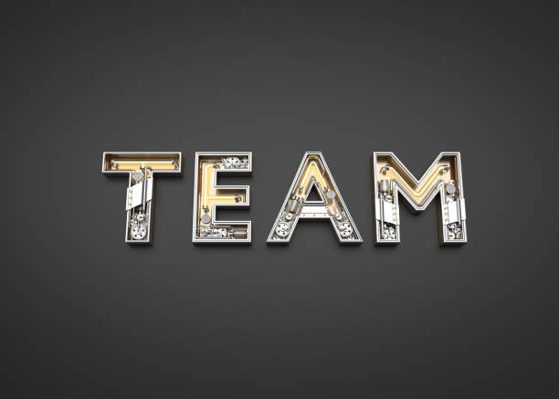 Team word made from Mechanic alphabet. 3D illustration