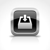 istock Downloading and Document Tray Glossy Button Icon 964353704