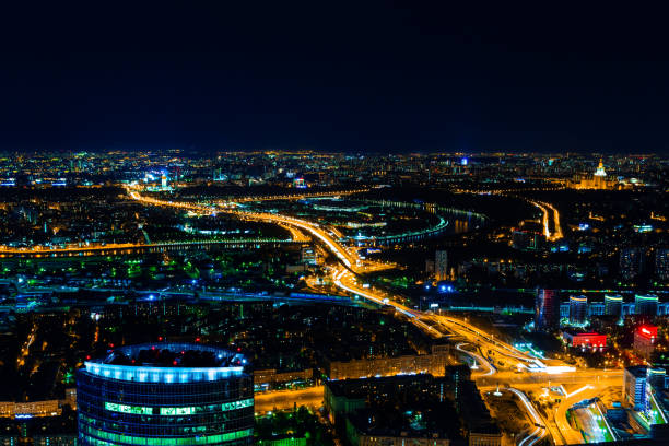 istock Aerial view cityscape at night 964353718
