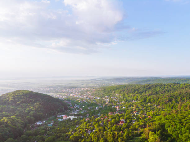istock sunrise over mountains. aerial view. new day 964356388