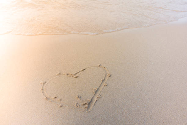 istock Beautiful background beach with heart in summer 964368986
