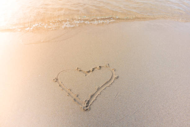 istock Beautiful background beach with heart in summer 964369026