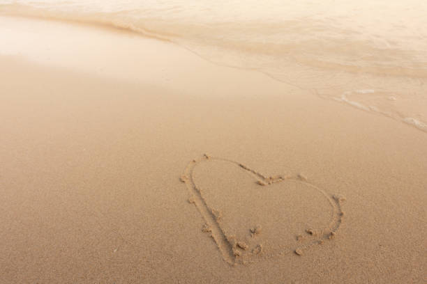 istock Beautiful background beach with heart in summer 964369046