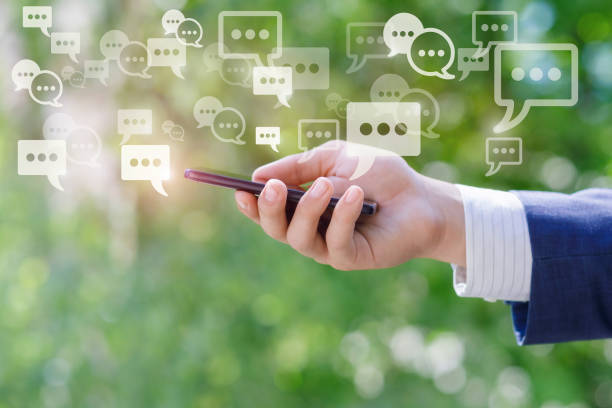 istock Businessman receives and transmits messages by phone. 964373088