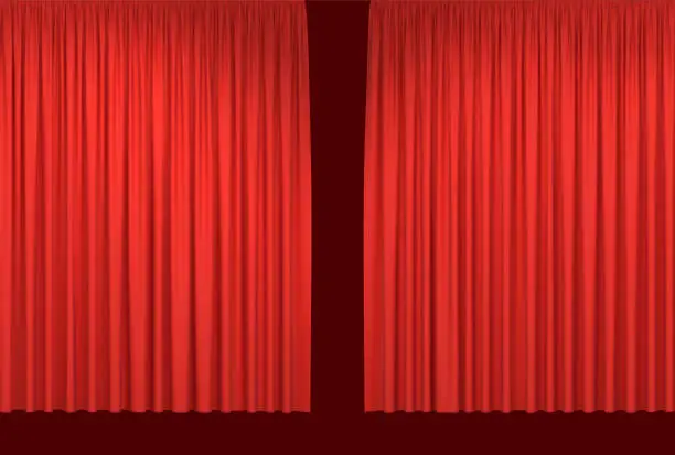 Vector illustration of Red stage curtains