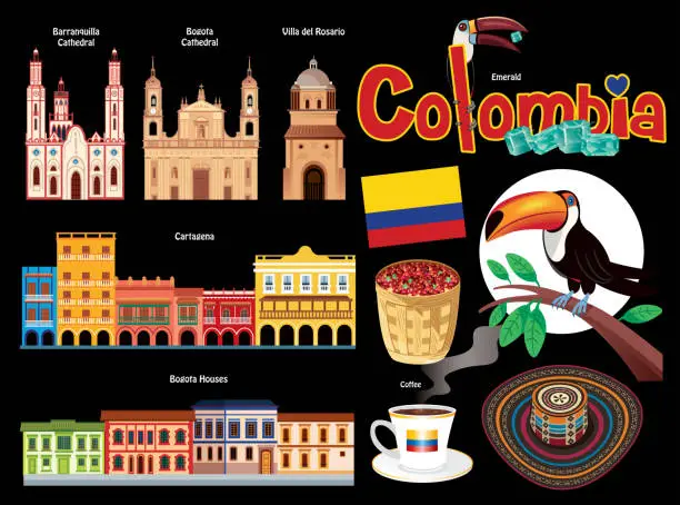 Vector illustration of Colombia Symbols