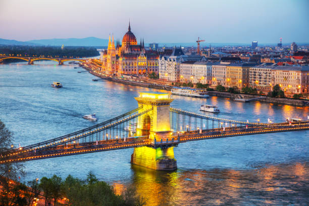 istock Overview of Budapest at sunset 964383980