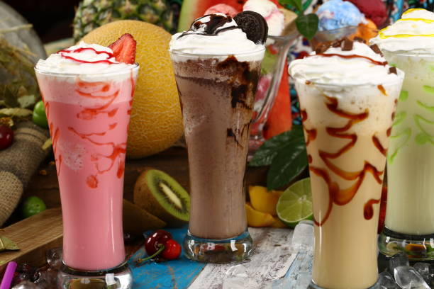 istock Assortment Juices, Beverages, Drinks Variety Collection - Iced Coffee, Cafe Latte, Milkshake, Fruit Juice, Smoothie 964384608