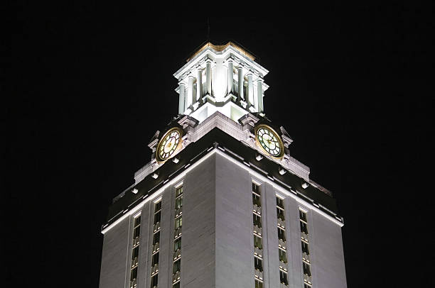 University of Texas Clock Tower At Night stock photo