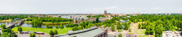 istock Panoramic view of Elbe, cathedral and old town in Magdeburg 964391408