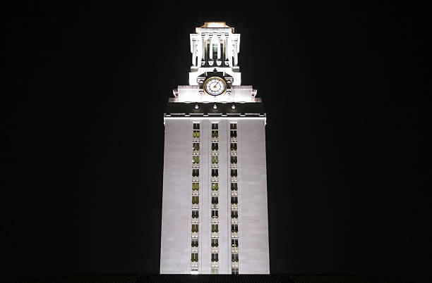 University of Texas Clock Tower At Night stock photo