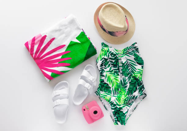 istock Tropical Beach Themed Summer Accessories Flat Lay 964398984