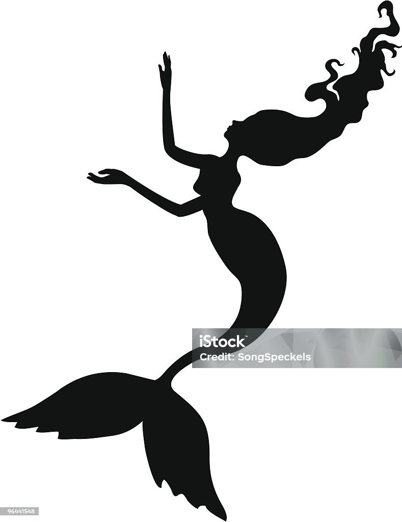 Meerjungfrauen-Silhouette - Lizenzfrei Meerjungfrau Vektorgrafik