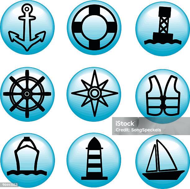 Icone Marine - Immagini vettoriali stock e altre immagini di Mezzo di trasporto marittimo - Mezzo di trasporto marittimo, Pulsante, Andare in barca a vela