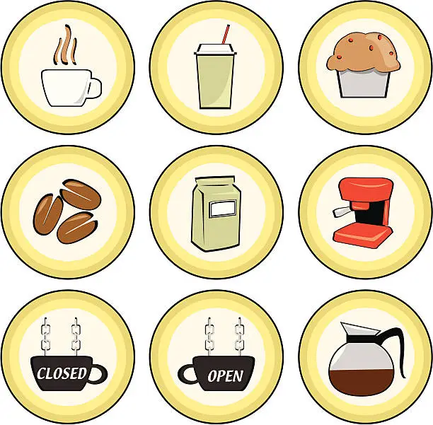 Vector illustration of Cafe and coffee shop icons