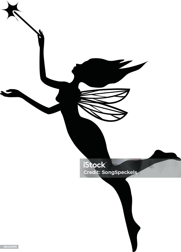 Fairy  with wand silhouette  Fairy stock vector