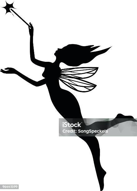Fairy With Wand Silhouette Stock Illustration - Download Image Now - Fairy, Beauty, Magic Wand