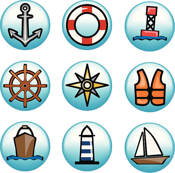 illustrazioni stock, clip art, cartoni animati e icone di tendenza di icone di acqua - life jacket life belt buoy float