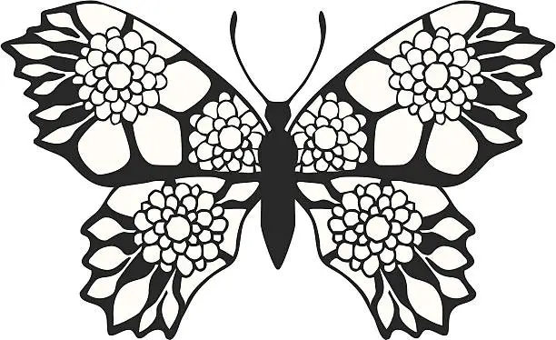 Vector illustration of Floral Butterfly