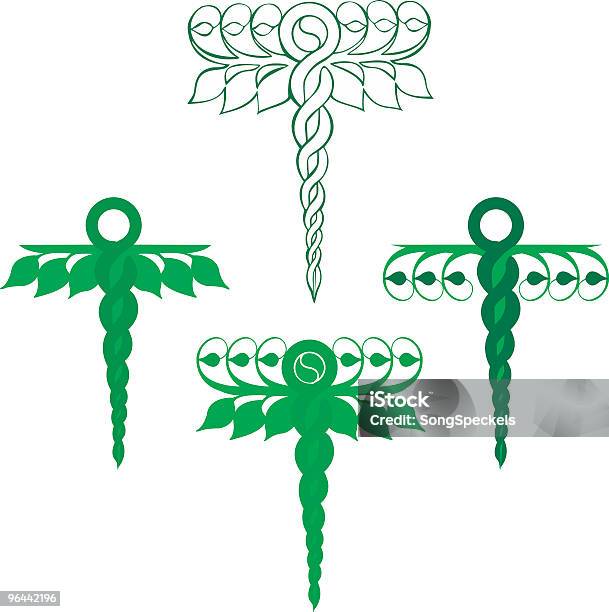 Vert Healthcare Caducée Vecteurs libres de droits et plus d'images vectorielles de Caducée - Caducée, Couleur verte, Ensemble d'icônes