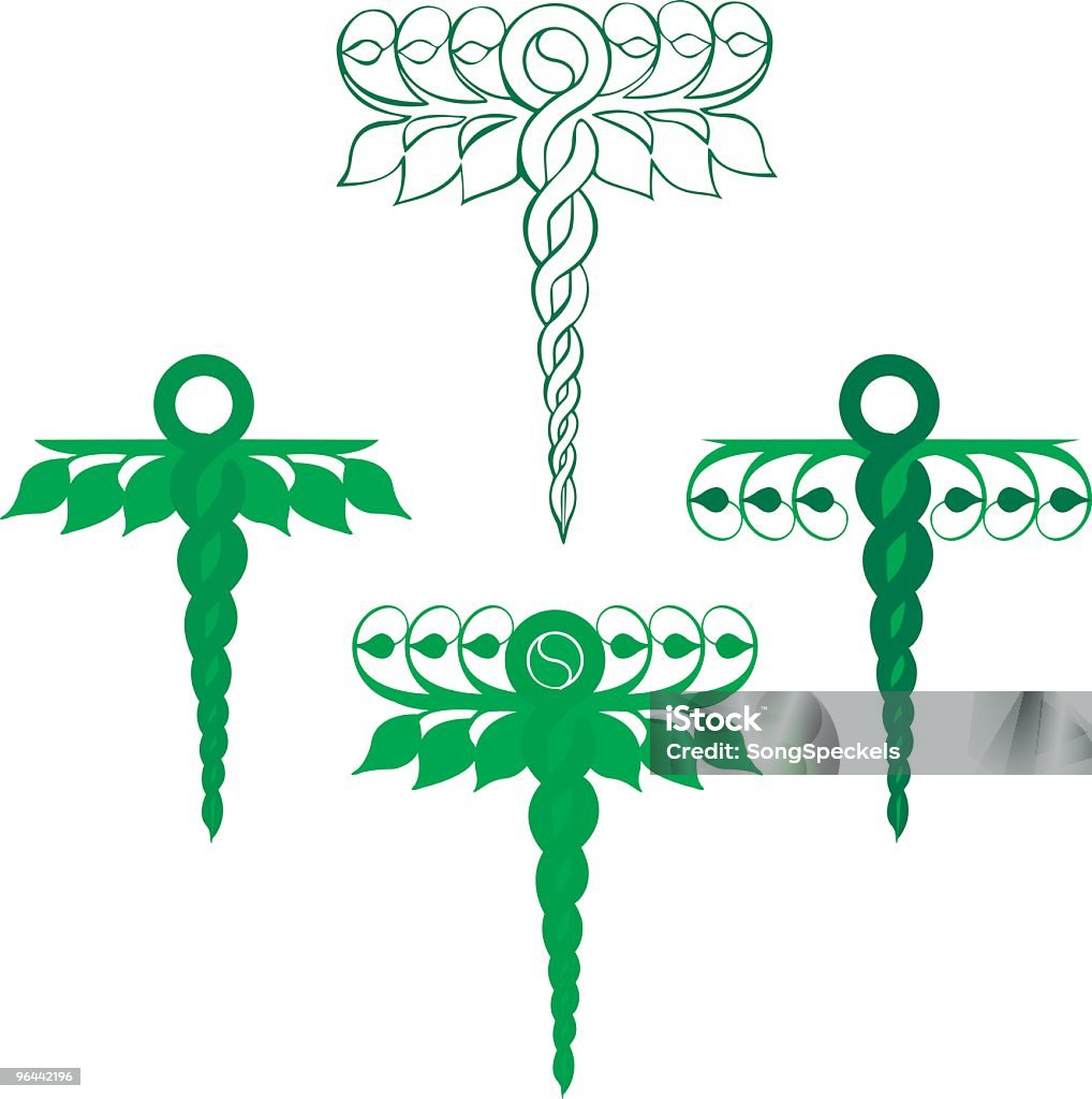 Verde Healthcare Caduceu - Royalty-free Caduceu arte vetorial