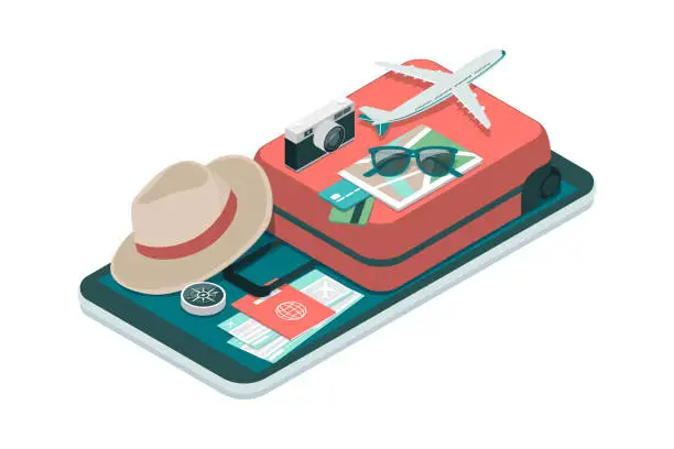 Vector illustration of Travel and booking smartphone app