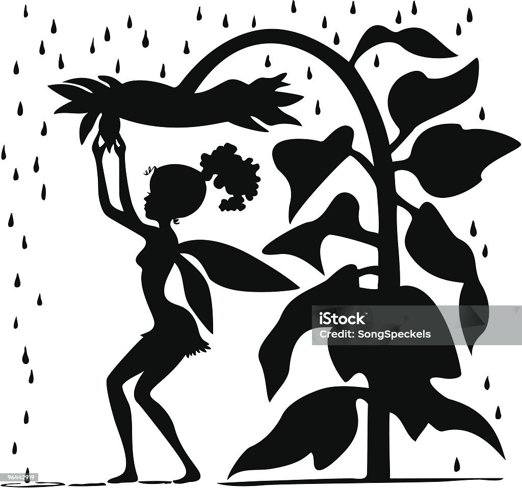 Fata con Silhouette ombrello di girasole - arte vettoriale royalty-free di Donne