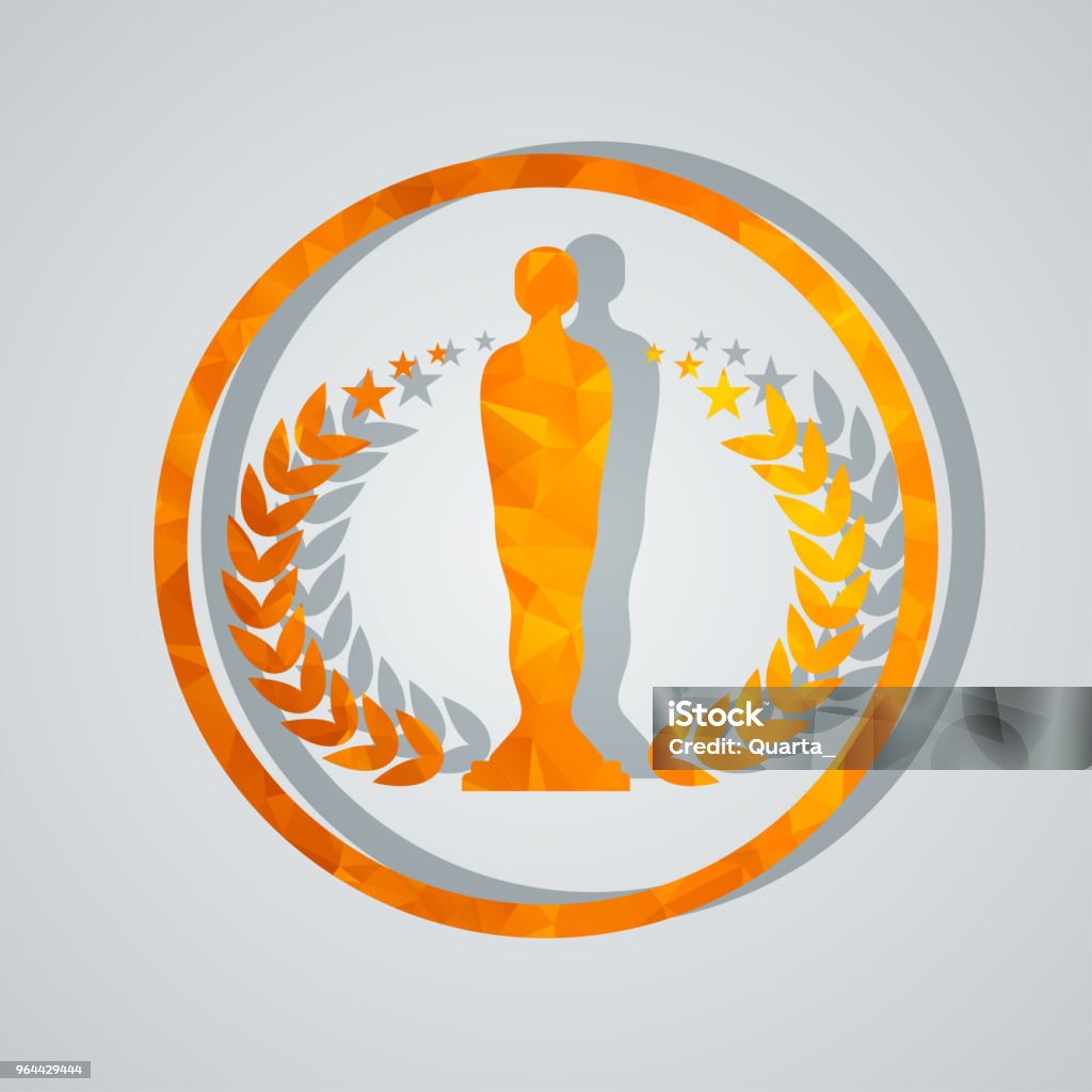 cinema award with statuette Shining  Award. Flat vector cartoon illustration. Objects isolated on a white background. Abstract stock vector