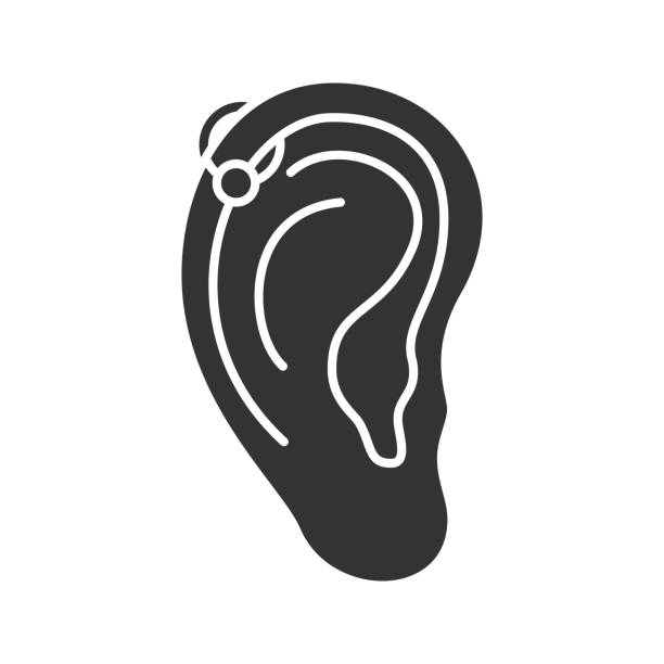Helix piercing hoop icon Helix piercing hoop glyph icon. Vector silhouette. Pierced ear cartilage cartilage piercings stock illustrations