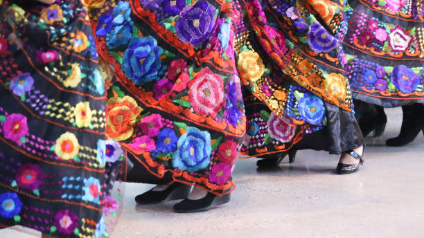 istock Cinco de Mayo Mexican Dancers Swinging Bright Colorful Dresses 964446032