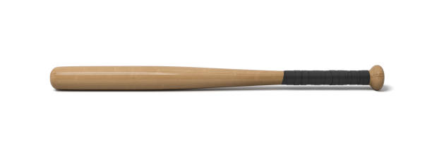 3d rendering of a single wooden baseball bat with a wrapped handle isolated on a white background
