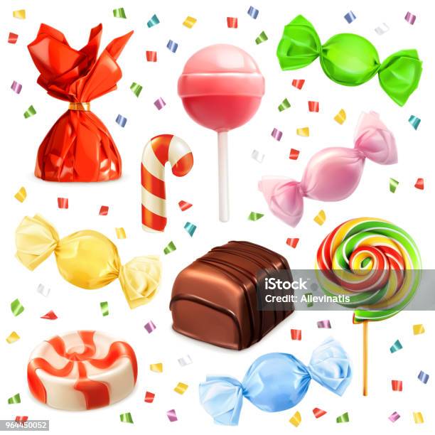 Şeker Vektör Icons Set Stok Vektör Sanatı & Şekerleme‘nin Daha Fazla Görseli - Şekerleme, Şeker, Üç boyutlu
