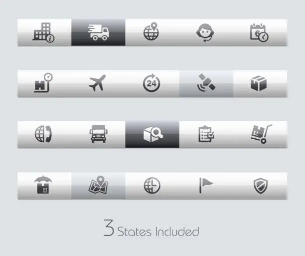 Vector illustration of Shipping and Tracking Icons // Classic Toolbars