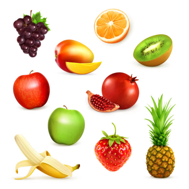 과일, 세트마다 벡터 일러스트 - fruit food strawberry apple stock illustrations
