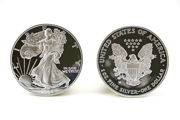 Two Silver Dollars stock photo