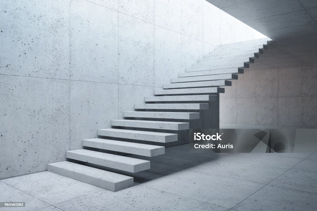 escalier moderne en béton intérieur - Photo de Escalier libre de droits