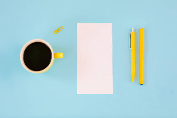 istock Top view of office desk 964474914