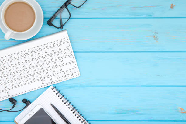 istock Office desk table of Business workplace and business objects 964484112