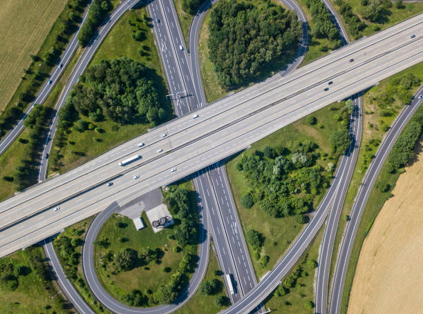 istock Aerial view of large highway interchange, Austria 964498064
