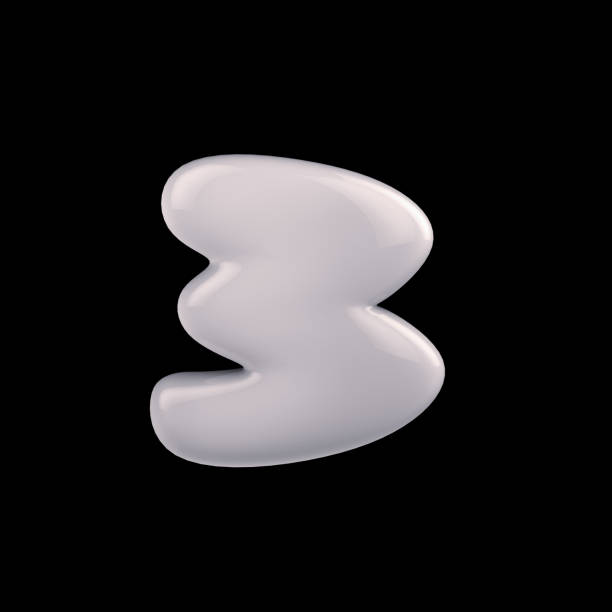 istock Number three of milk, white colors on a black background, 3d render. 964500896