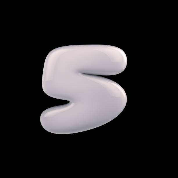 istock Number five of milk, white colors on a black background, 3d render. 964500900