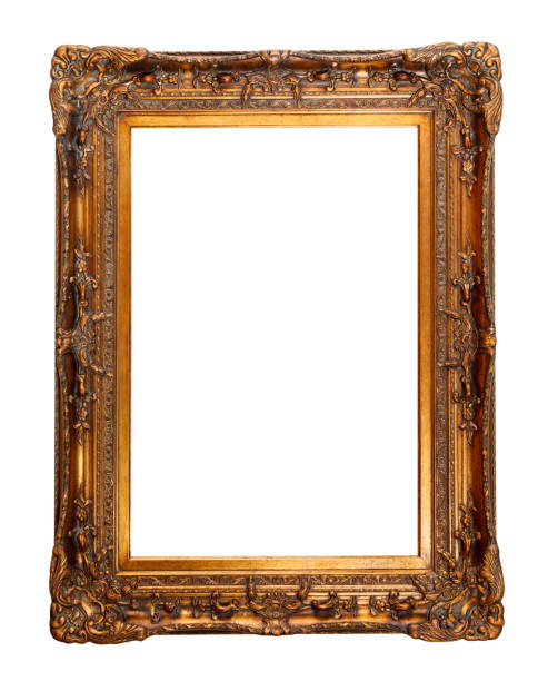 istock Large, wide, antique, gold frame decorated with beautiful, embossed carving 964509872