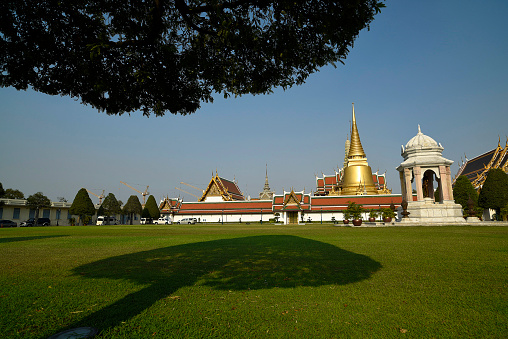 Grand palace and Wat Phra Keaw -  Bangkok, Thailand. Beautiful Landmark of Thailand. Temple of the Emerald Buddha. landscape of the capital city