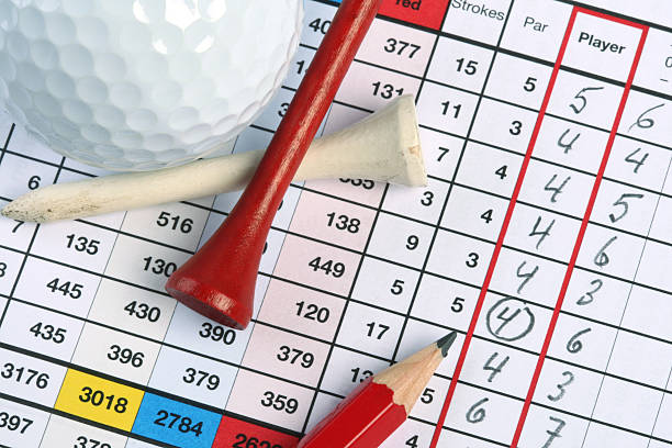 golf-scorecard mit vogelmotiv - spielprotokoll stock-fotos und bilder