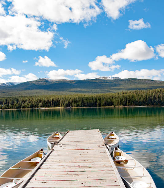 istock Boathouse dock at Maligne Lake, Jasper National Park 964522906